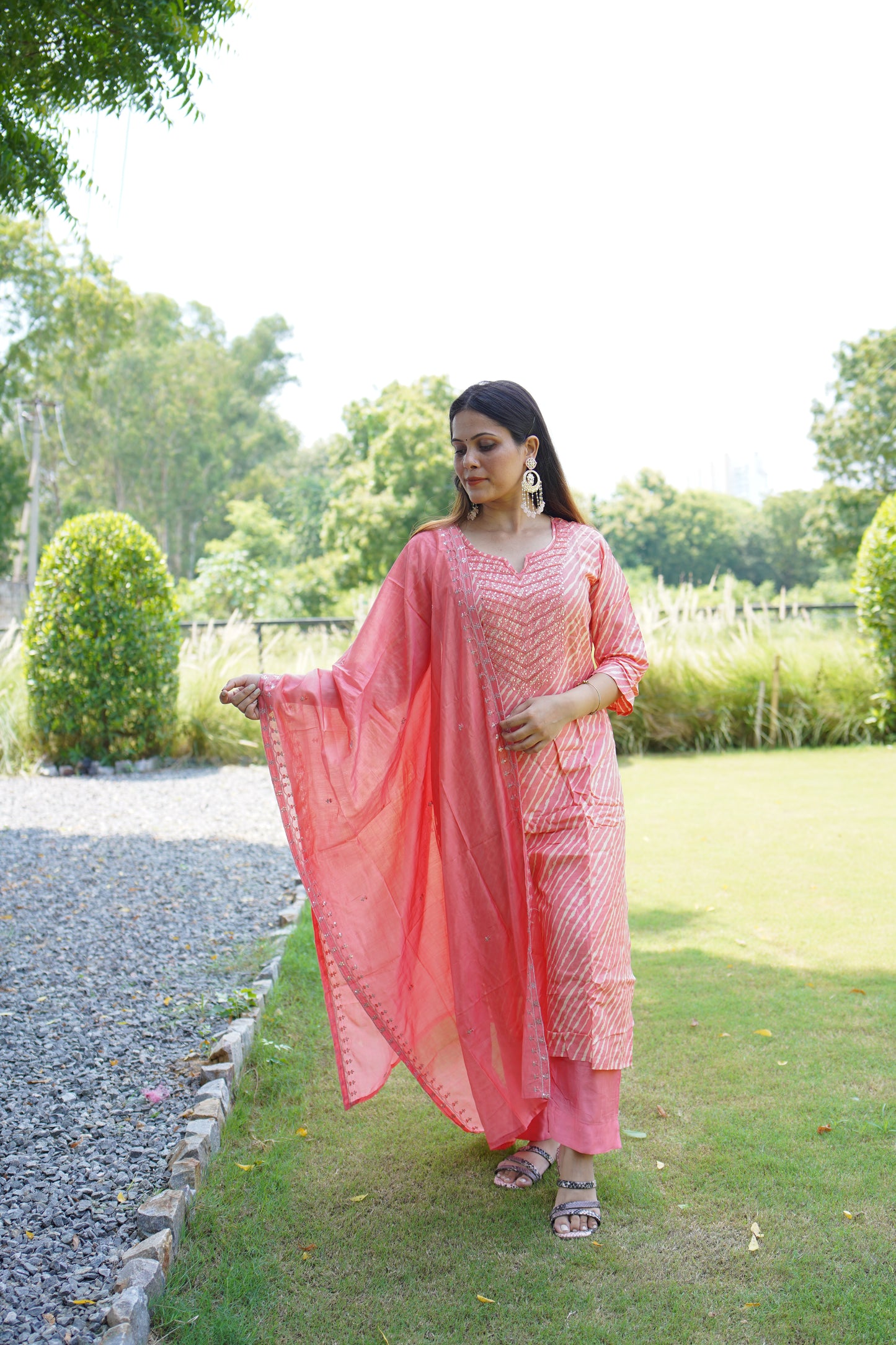 Pink Leheriya Straight Suit
