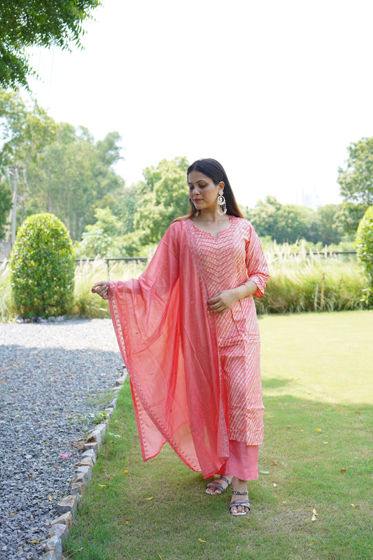 Pink Leheriya Straight Suit